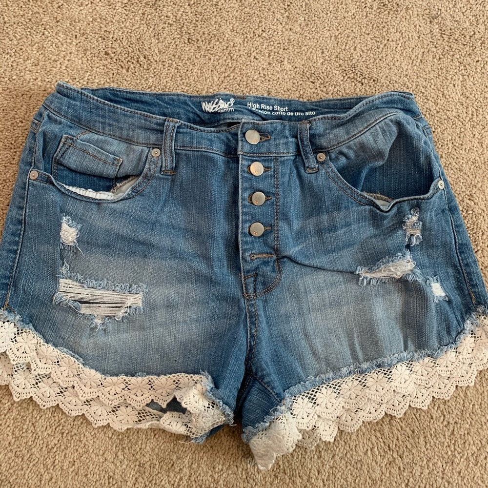Denim high rise shorts